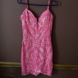 Hot pink sequin homecoming dress